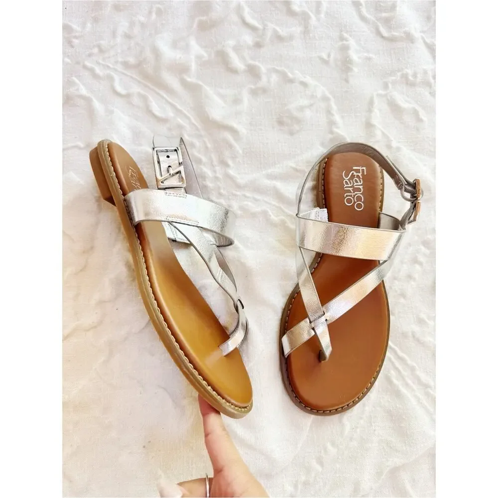 Franco Sarto Gabby Silver Sandals Size 6.5 New